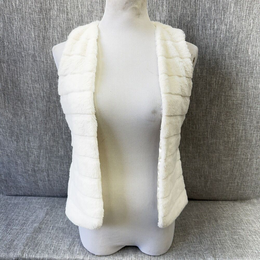 Beautees women / Girls Faux Fur Vest Size XL White Sleeveless PTP 18 Jacket